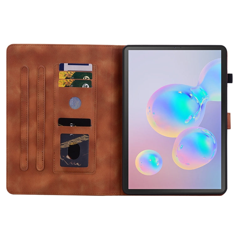 For Samsung Galaxy Tab S6 SM-T860 / SM-T865 Lily Embossed Leather Tablet Case with Pen