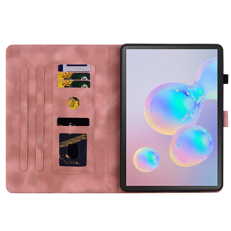For Samsung Galaxy Tab S6 SM-T860 / SM-T865 Lily Embossed Leather Tablet Case with Pen
