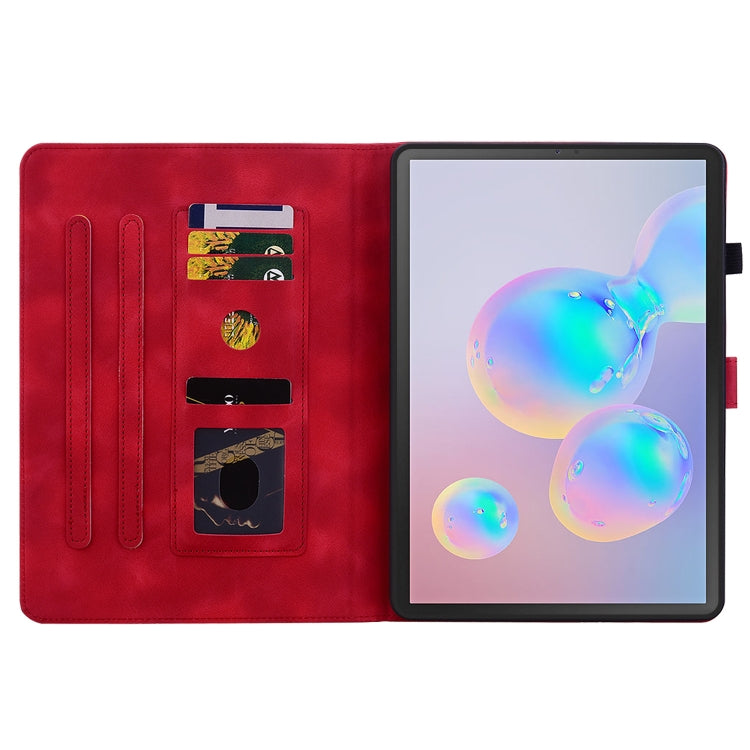 For Samsung Galaxy Tab S6 SM-T860 / SM-T865 Lily Embossed Leather Tablet Case with Pen