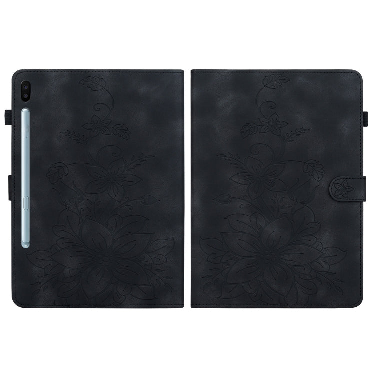 For Samsung Galaxy Tab S6 SM-T860 / SM-T865 Lily Embossed Leather Tablet Case with Pen