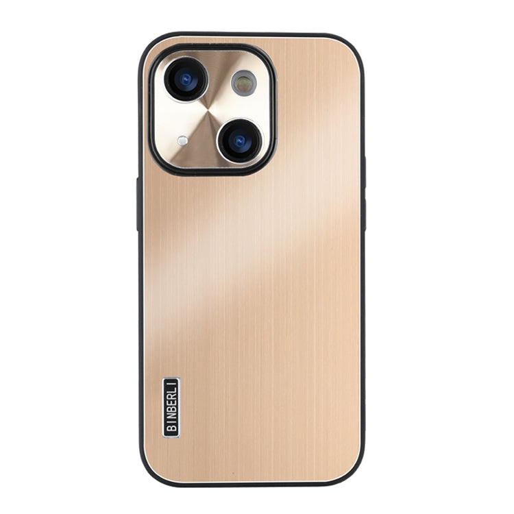 For iPhone 14 PC Hybrid Aluminum Alloy Brushed Shockproof Phone Case