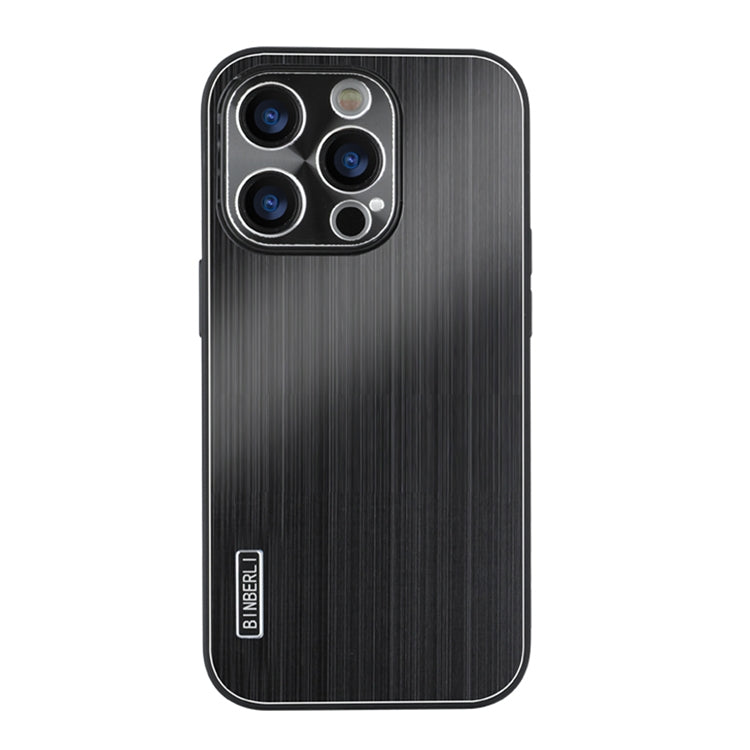 For iPhone 14 Pro Max PC Hybrid Aluminum Alloy Brushed Shockproof Phone Case