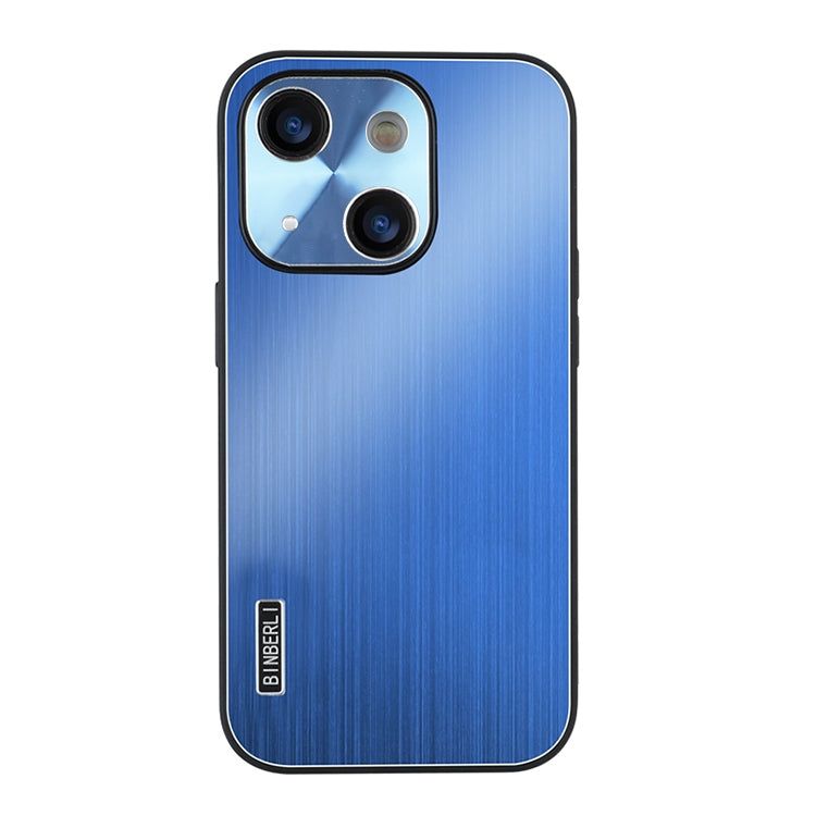 For iPhone 15 Plus PC Hybrid Aluminum Alloy Brushed Shockproof Phone Case