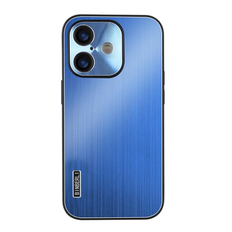 For iPhone 16 PC Hybrid Aluminum Alloy Brushed Shockproof Phone Case