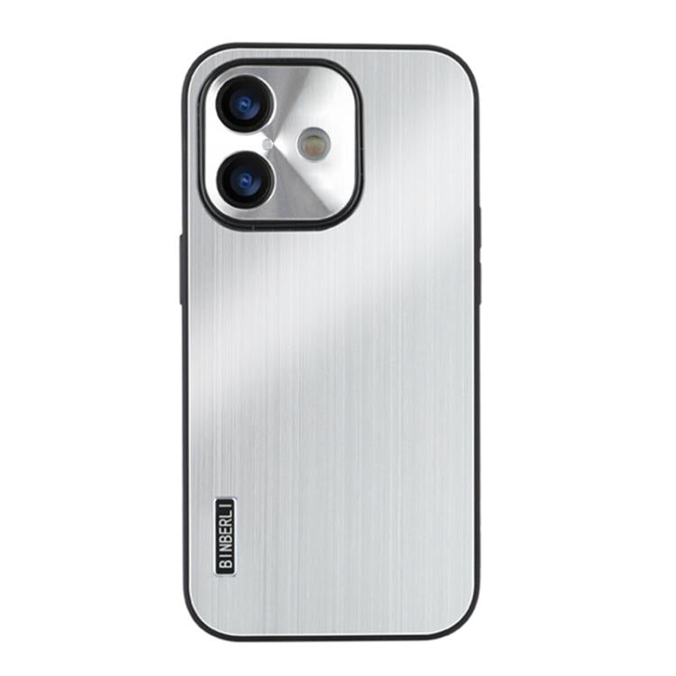 For iPhone 16 Plus PC Hybrid Aluminum Alloy Brushed Shockproof Phone Case