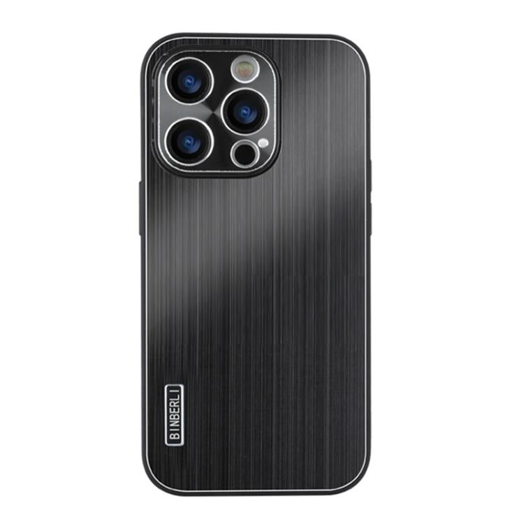 For iPhone 16 Pro PC Hybrid Aluminum Alloy Brushed Shockproof Phone Case