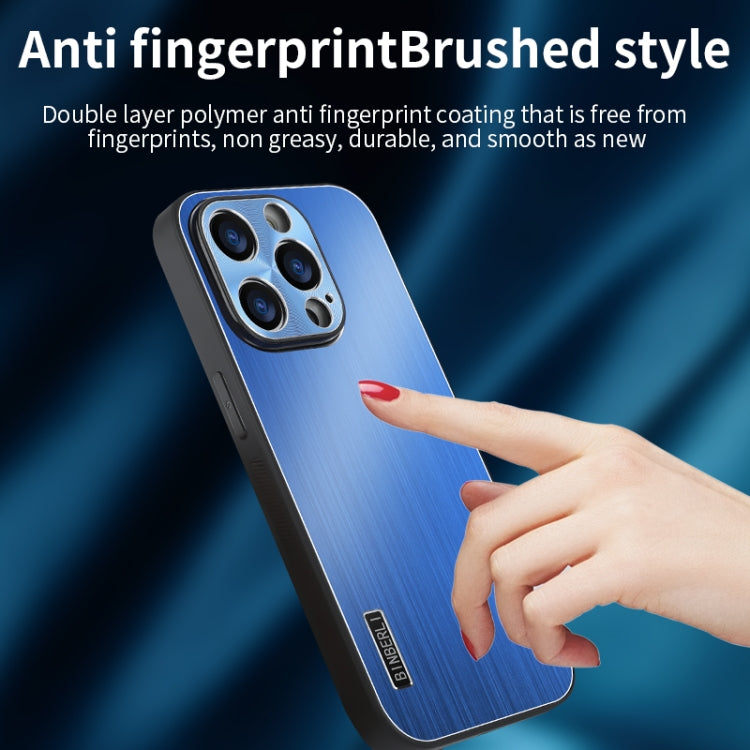 For iPhone 14 Pro PC Hybrid Aluminum Alloy Brushed Shockproof Phone Case