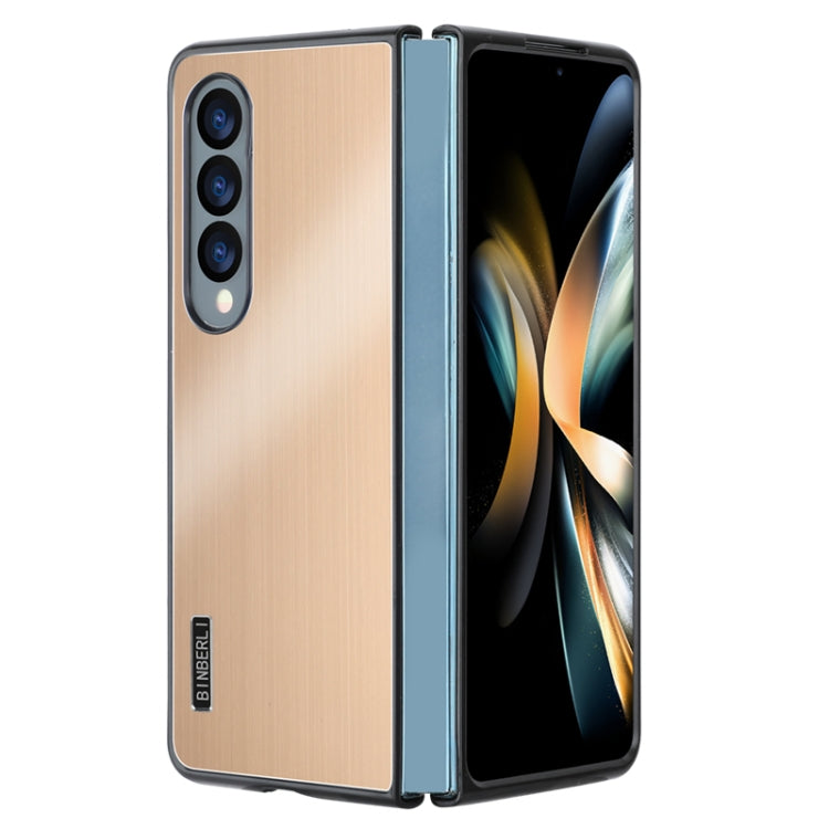 For Samsung Galaxy Z Fold4 PC Hybrid Aluminum Alloy Brushed Shockproof Phone Case