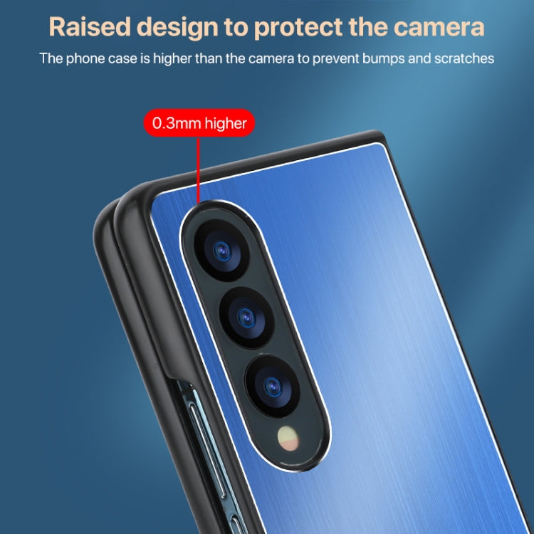 For Samsung Galaxy Z Fold4 PC Hybrid Aluminum Alloy Brushed Shockproof Phone Case