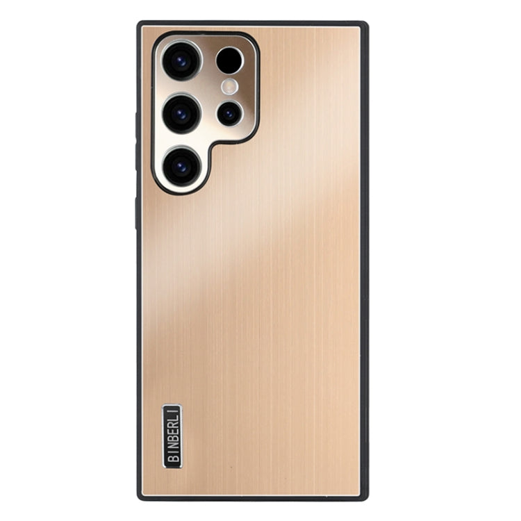 For Samsung Galaxy S24 Ultra 5G PC Hybrid Aluminum Alloy Brushed Shockproof Phone Case