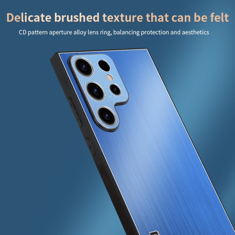 For Samsung Galaxy S22 5G PC Hybrid Aluminum Alloy Brushed Shockproof Phone Case
