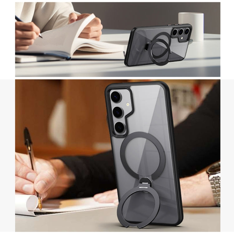 For Samsung Galaxy S23 5G Transparent MagSafe Magnetic Rotating Ring Holder Phone Case