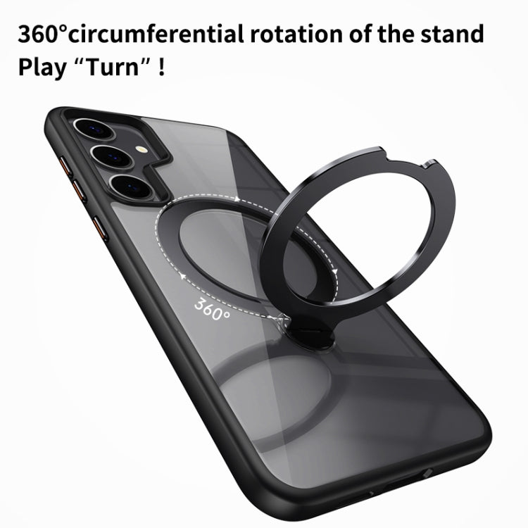 For Samsung Galaxy S23 5G Transparent MagSafe Magnetic Rotating Ring Holder Phone Case