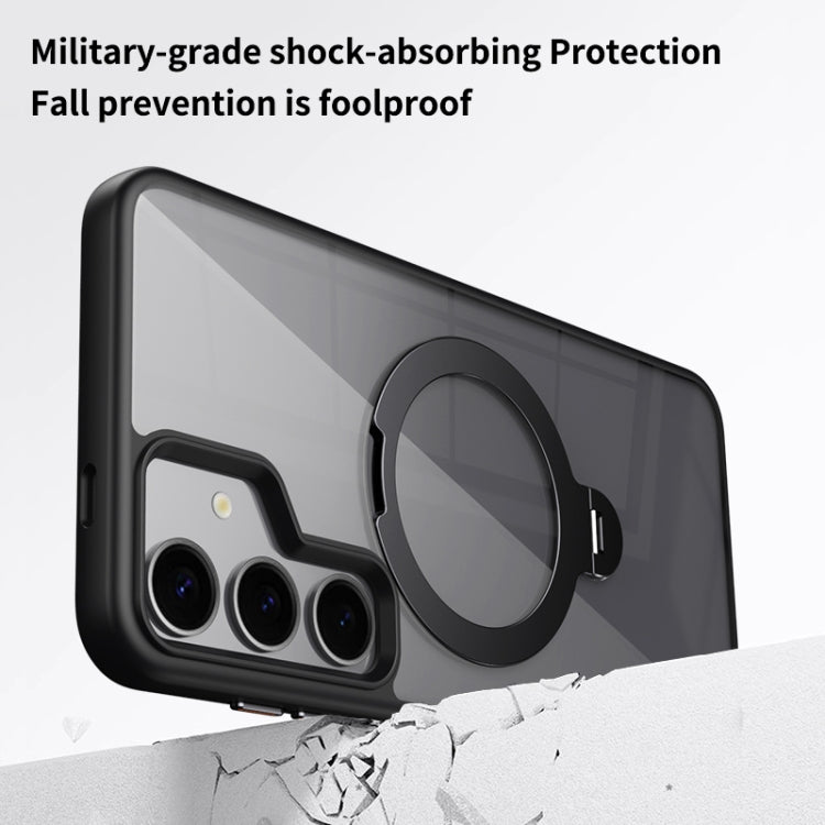 For Samsung Galaxy S23 5G Transparent MagSafe Magnetic Rotating Ring Holder Phone Case