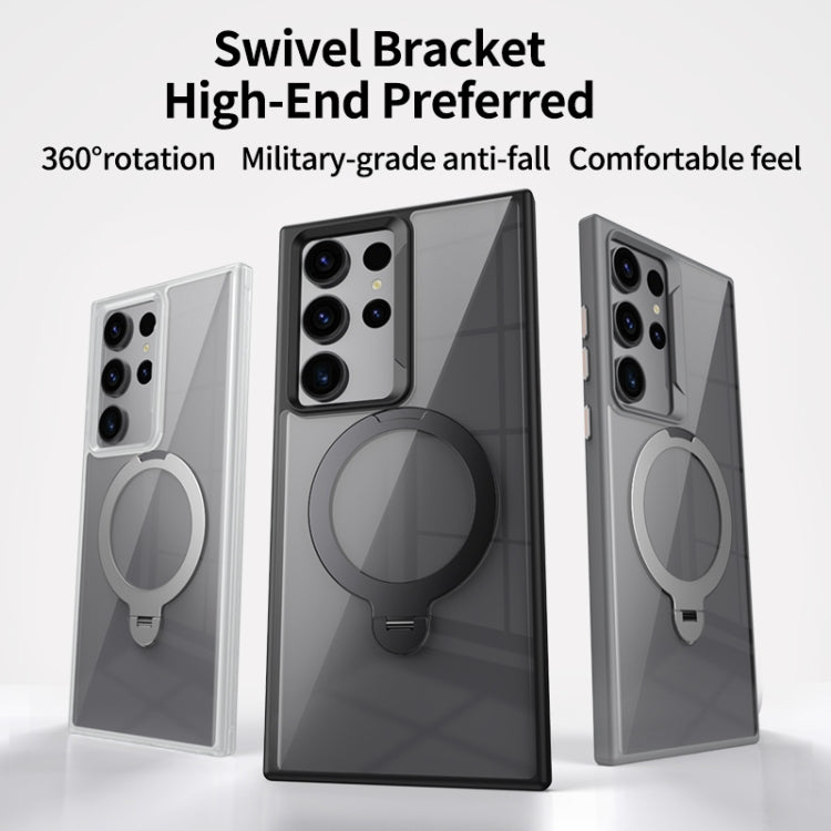 For Samsung Galaxy S23 Ultra 5G Transparent MagSafe Magnetic Rotating Ring Holder Phone Case