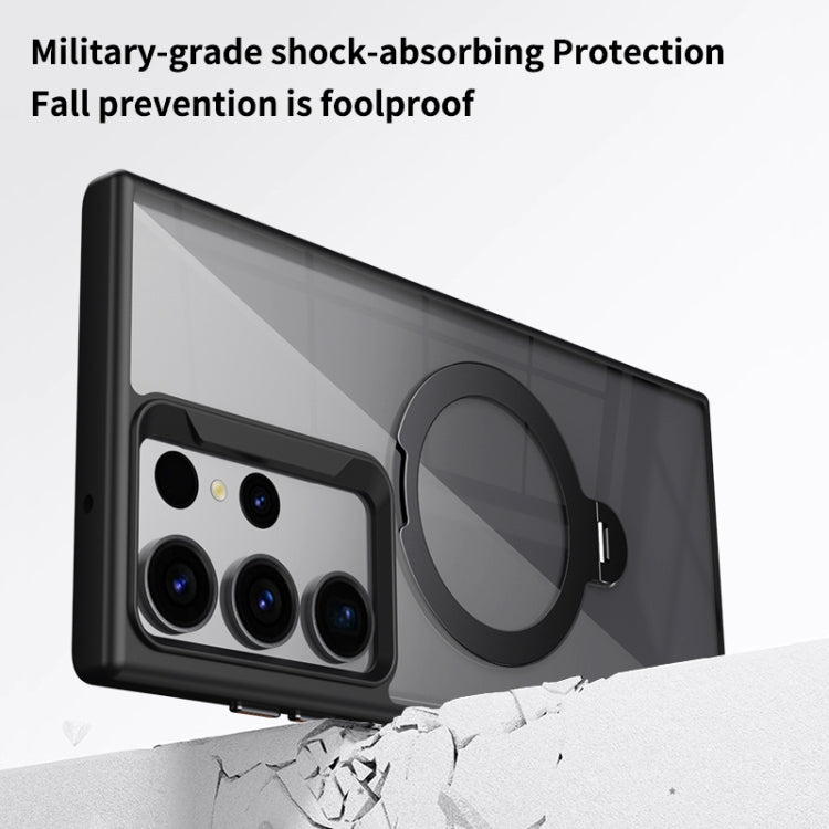 For Samsung Galaxy S23 Ultra 5G Transparent MagSafe Magnetic Rotating Ring Holder Phone Case
