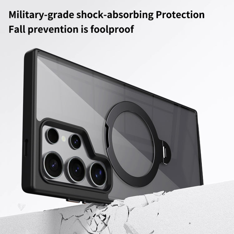 For Samsung Galaxy S24 Ultra 5G Transparent MagSafe Magnetic Rotating Ring Holder Phone Case