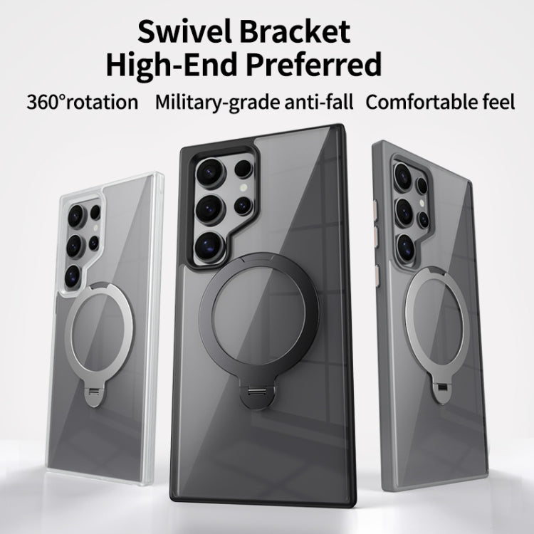 For Samsung Galaxy S24 Ultra 5G Transparent MagSafe Magnetic Rotating Ring Holder Phone Case