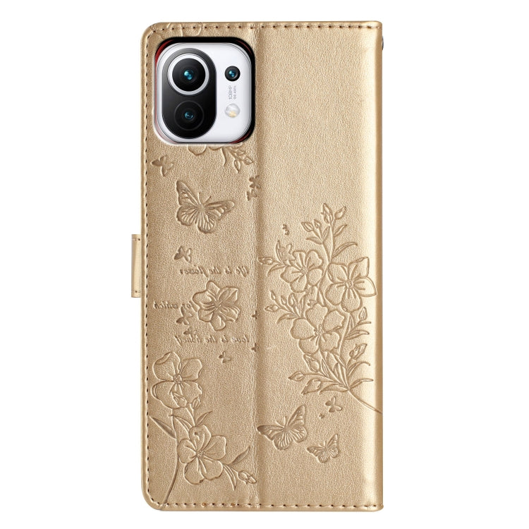 For Xiaomi Mi 11 Lite Butterflies and Flowers Leather Phone Case