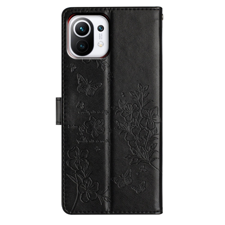For Xiaomi Mi 11 Lite Butterflies and Flowers Leather Phone Case