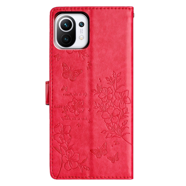 For Xiaomi Mi 11 Lite Butterflies and Flowers Leather Phone Case