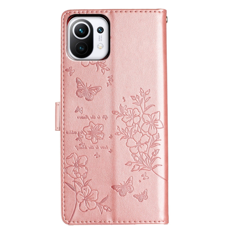For Xiaomi Mi 11 Lite Butterflies and Flowers Leather Phone Case