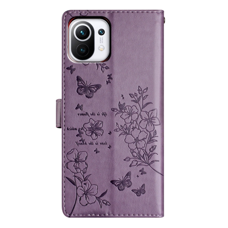 For Xiaomi Mi 11 Lite Butterflies and Flowers Leather Phone Case