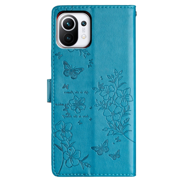 For Xiaomi Mi 11 Lite Butterflies and Flowers Leather Phone Case