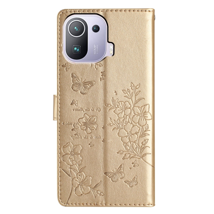 For Xiaomi Mi 11 Pro Butterflies and Flowers Leather Phone Case