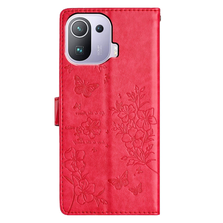 For Xiaomi Mi 11 Pro Butterflies and Flowers Leather Phone Case
