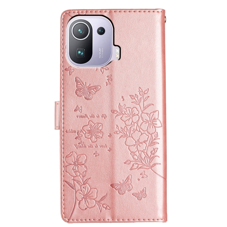 For Xiaomi Mi 11 Pro Butterflies and Flowers Leather Phone Case
