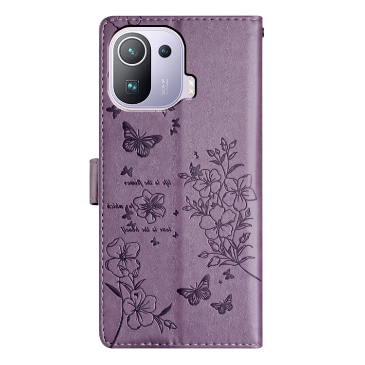 For Xiaomi Mi 11 Pro Butterflies and Flowers Leather Phone Case