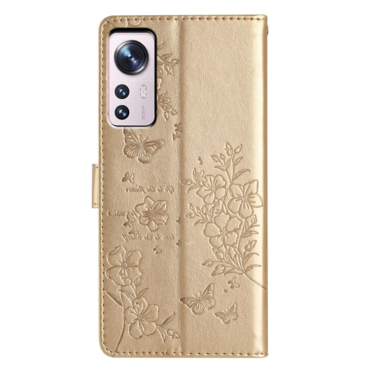 For Xiaomi 12 Pro Butterflies and Flowers Leather Phone Case