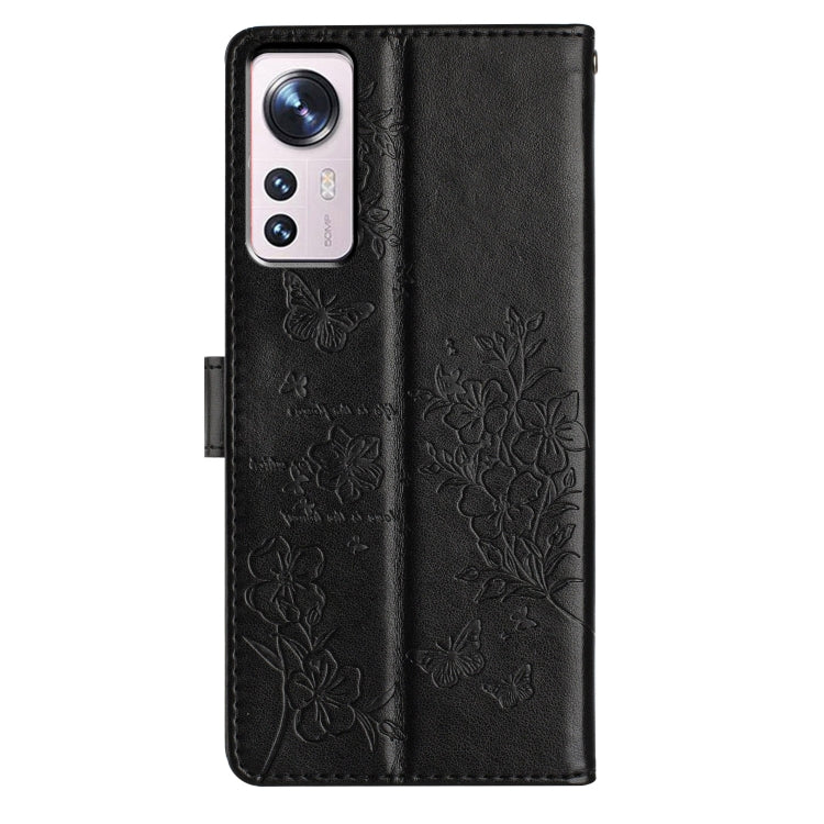 For Xiaomi 12 Pro Butterflies and Flowers Leather Phone Case