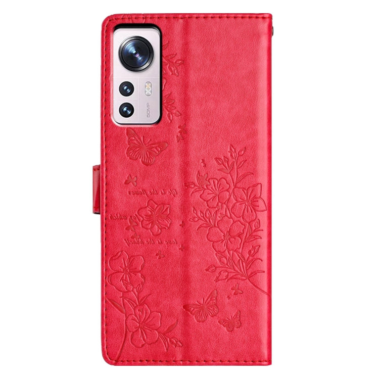For Xiaomi 12 Pro Butterflies and Flowers Leather Phone Case
