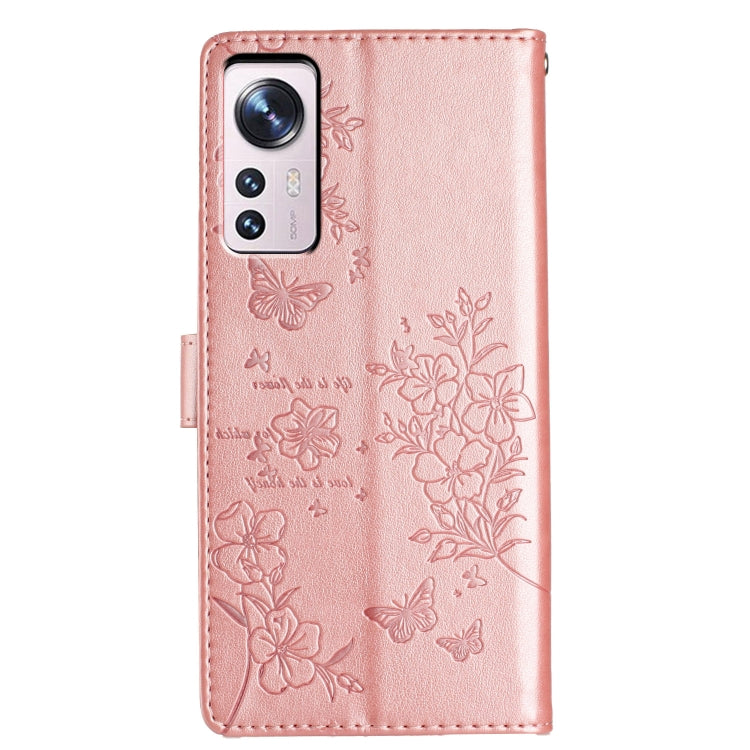 For Xiaomi 12 Pro Butterflies and Flowers Leather Phone Case