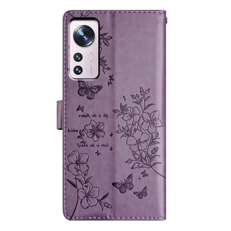 For Xiaomi 12 Pro Butterflies and Flowers Leather Phone Case
