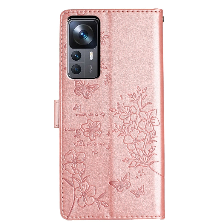 For Xiaomi 12T / 12T Pro Butterflies and Flowers Leather Phone Case