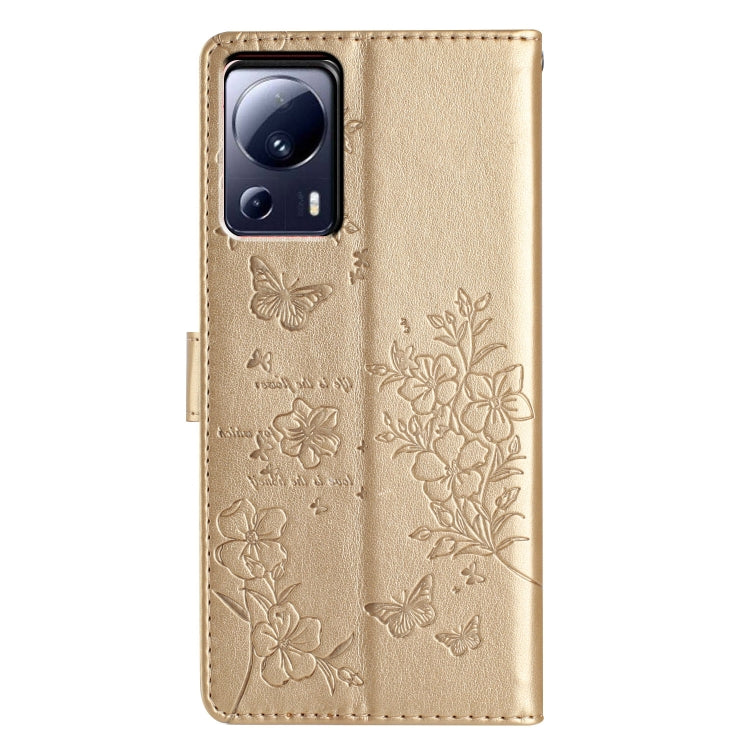For Xiaomi 13 Lite Butterflies and Flowers Leather Phone Case