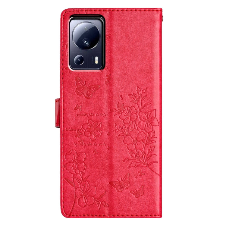 For Xiaomi 13 Lite Butterflies and Flowers Leather Phone Case