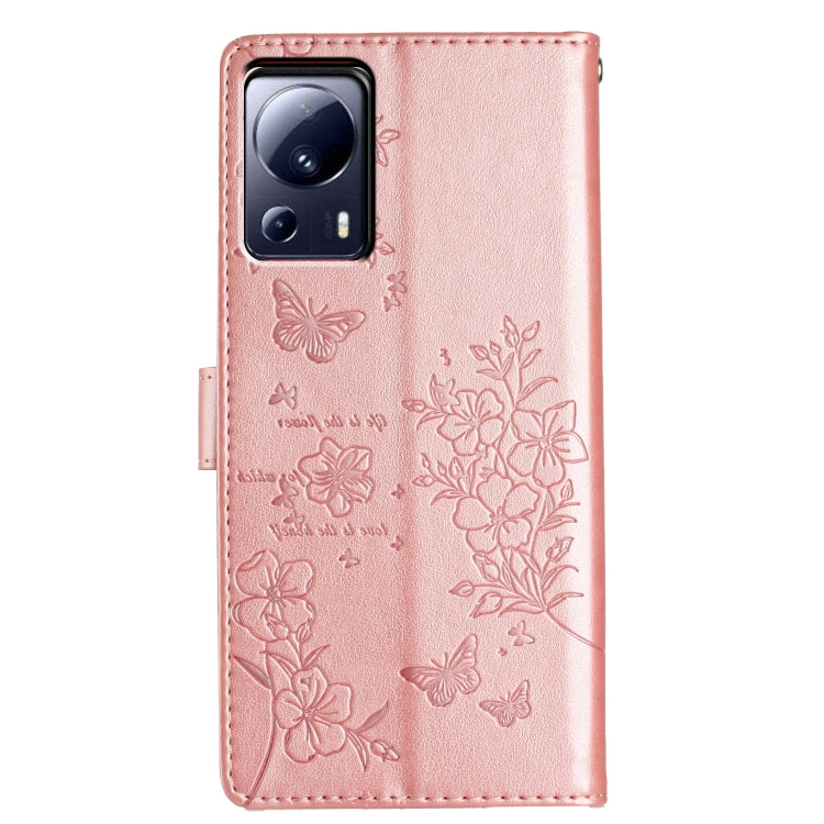 For Xiaomi 13 Lite Butterflies and Flowers Leather Phone Case