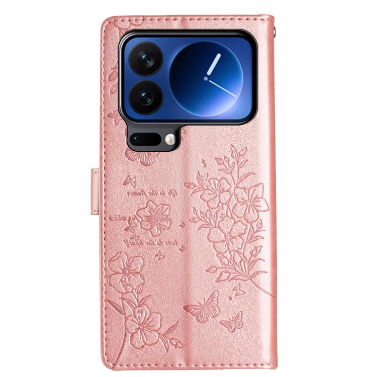 For Xiaomi 17 Pro Max Butterflies and Flowers Leather Phone Case