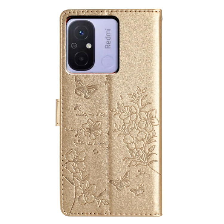For Redmi 12C Butterflies and Flowers Leather Phone Case