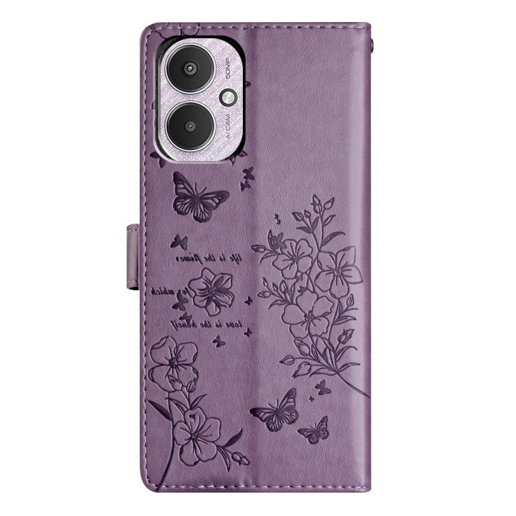 For Redmi 13C 4G Butterflies and Flowers Leather Phone Case