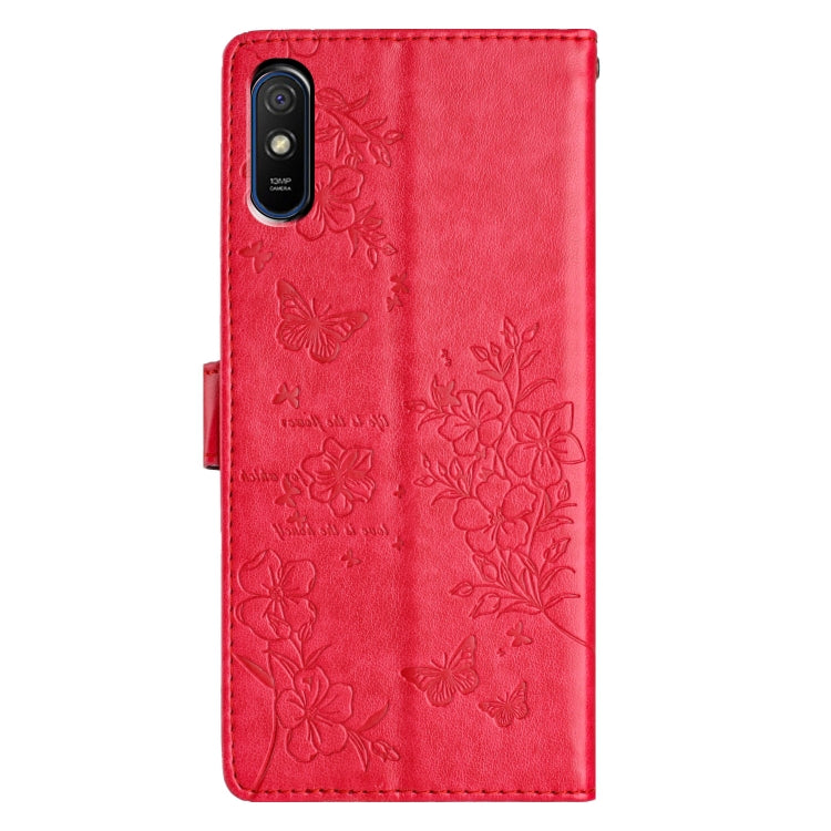 For Redmi 9A Butterflies and Flowers Leather Phone Case