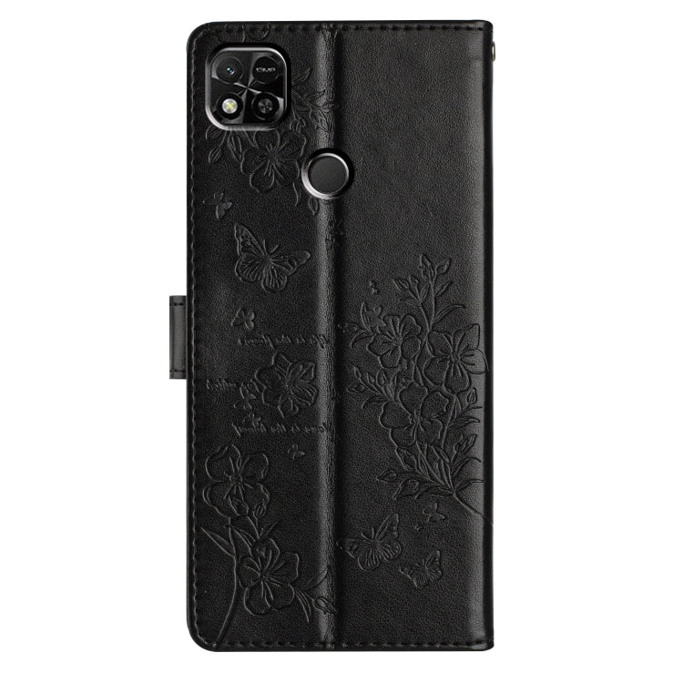 For Redmi 9C Butterflies and Flowers Leather Phone Case