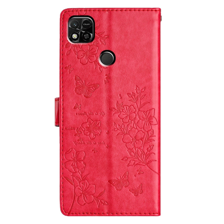 For Redmi 9C Butterflies and Flowers Leather Phone Case