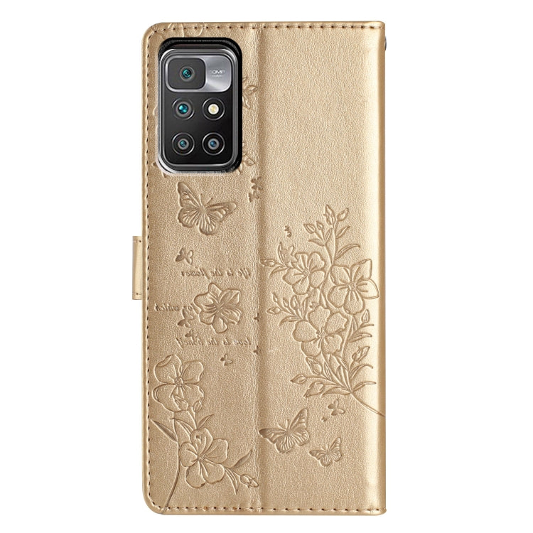 For Redmi 10 Butterflies and Flowers Leather Phone Case