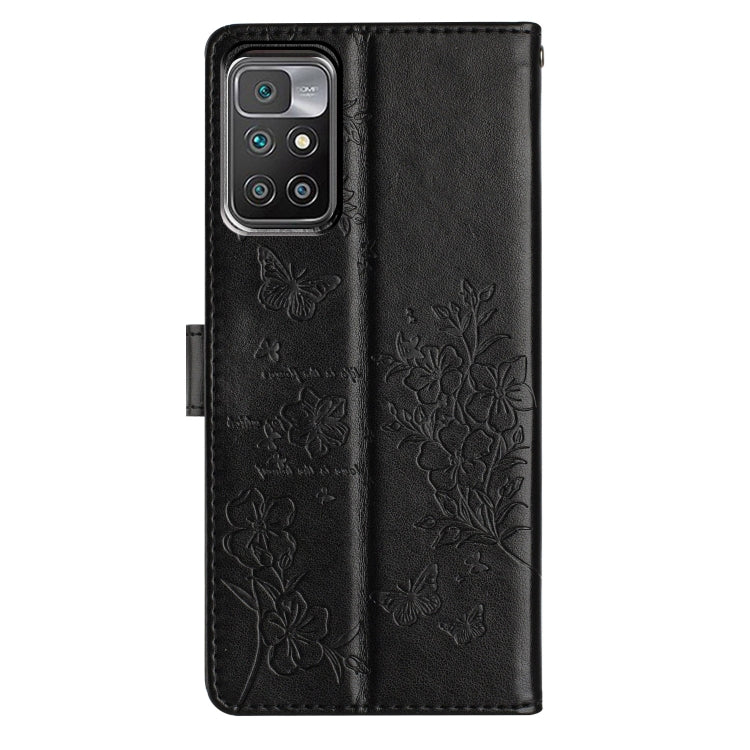 For Redmi 10 Butterflies and Flowers Leather Phone Case