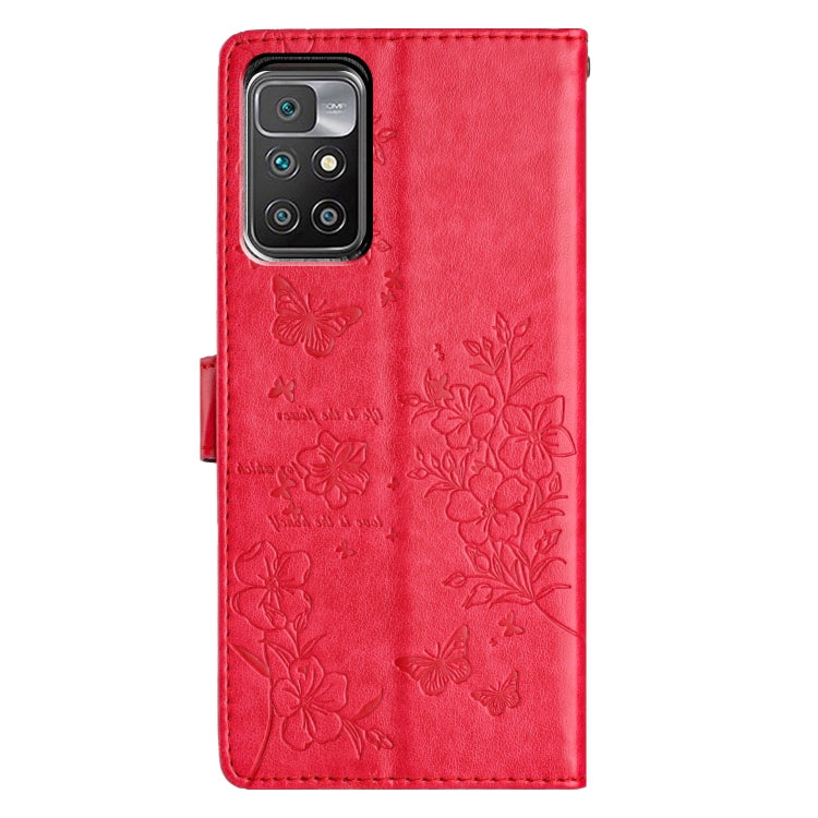For Redmi 10 Butterflies and Flowers Leather Phone Case